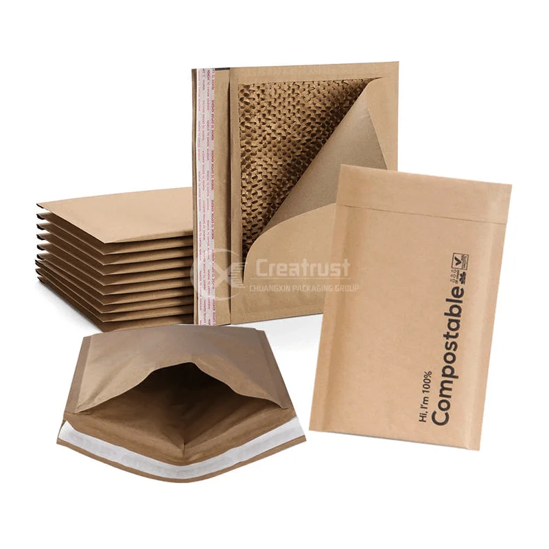 ZGCX Honeycomb Kraft Paper Mailer Black Bags Biodegradable Shipping Honeycomb Bag Padded Honeycomb Custom Bubble Packing Mailers