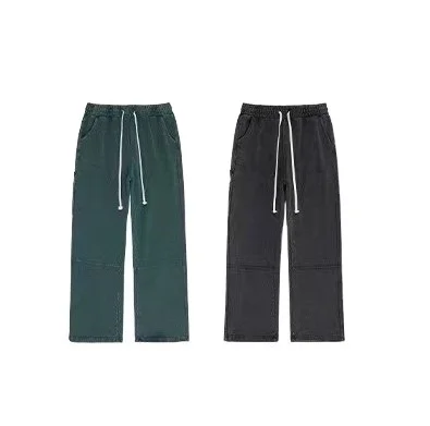 2022 New fashion plus size cotton casual wide leg flare sweat pants washed vintage streetwear cargo pants for men
