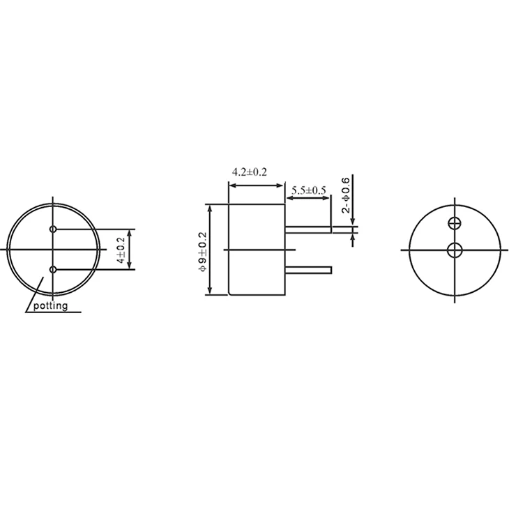 HY09-4TCE 5V SMD пассивный зуммер небольшой Пьезозуммер hydz 9 мм Высокое качество усовершенствованная