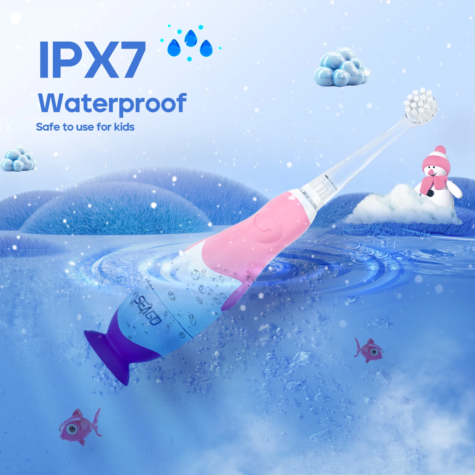 SG513 OEM Sonic Gentle Vibration Safe Tooth Brush LED Light Battery Powered 4 Brush Heads Kids Baby Electric Toothbrush