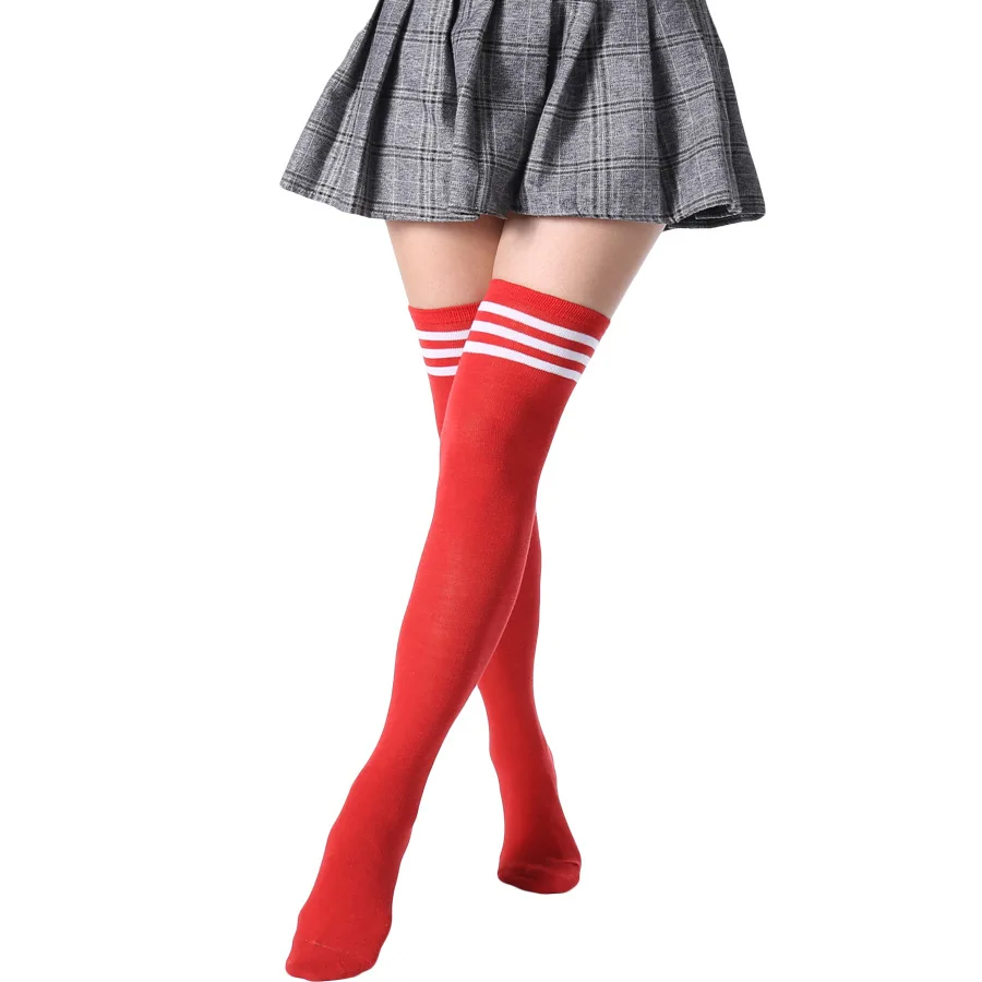 Women Over the Knee High Socks Black White Striped Lady Long Socks Sexy Thigh High Socks for Girl
