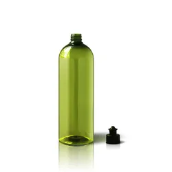 Wholesale pet plastic 1000ml green transparent slender high pull cap detergent liquid dish soap empty bottle 1000 ml dish soap