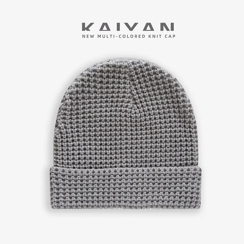 High quality customized acrylic waffle knit warm unisex hat knit tweed hat