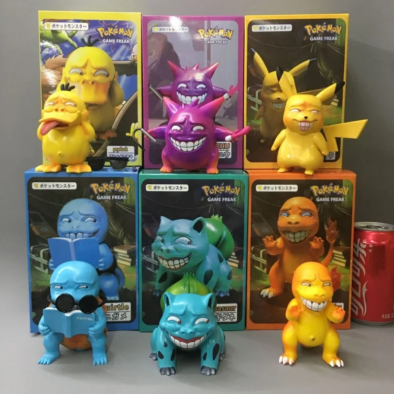 6pcs/set Pokemones Squirtle Psyduck Bulbasaur Charmander Anime Action Figure Collection Model Toys PVC Figurine Doll Gift