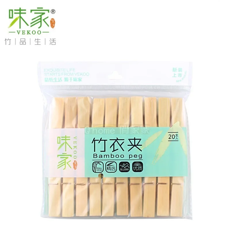 Bamboo Clothespins 20 Pieces Bamboo Pegs Clothes Pegs Wood durable Hanging Clips for Home Clothes Windproof Supplies 6cmx1.2cm