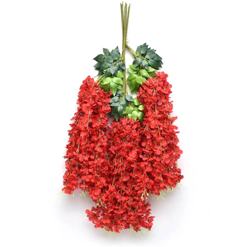 High quality artificial wisteria flower hanging vine simulation silk wisteria flower branch ceiling decoration