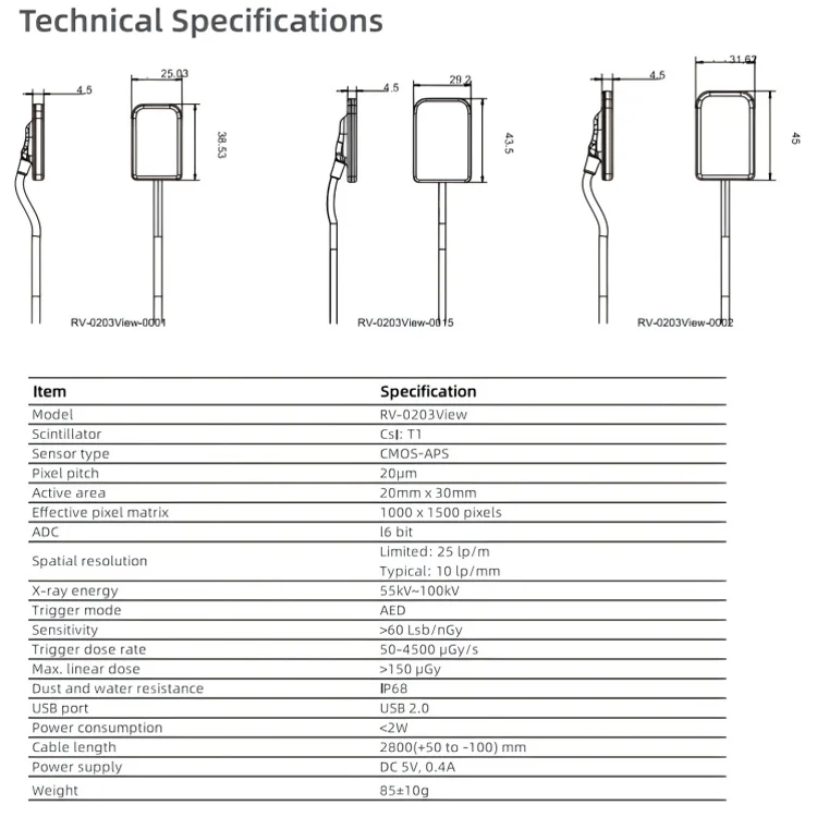 Large Size 2.0 Dental Sensor Digital Dental X-ray Image System HD RVG Sensor