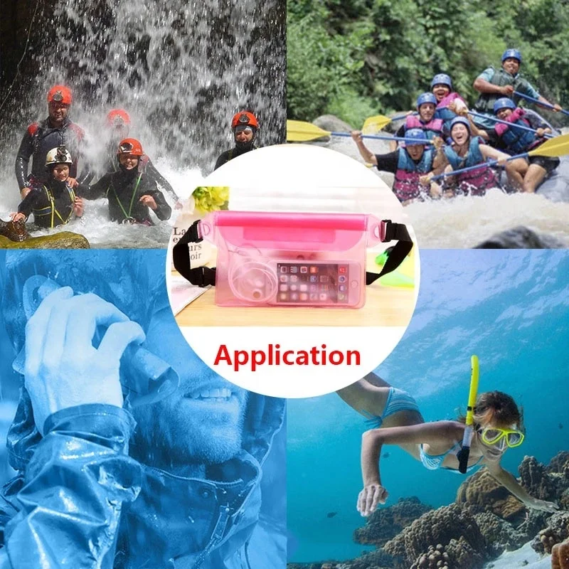 PVC Transparent Waterproof Sealing Drift Diving Swimming Waist Bag Skiing Snowboard Underwater Dry Shoulder Waist Bag For Phone