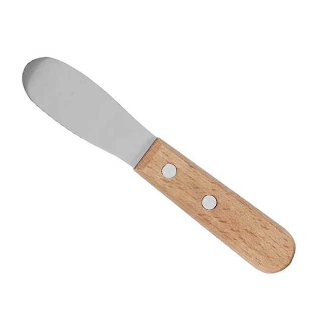 DG-1376 Mini 5 Inch Stainless Steel Blade with Wooden Handle Butter Spreader Jam Cream Cheese Condiment Spreader