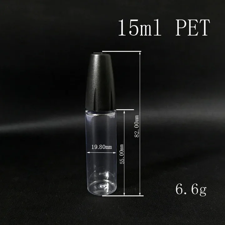 Wholesale long thin needle tip 10ml 15ml pet clear plastic bottles ejuice vape oil bottle with black/white lid