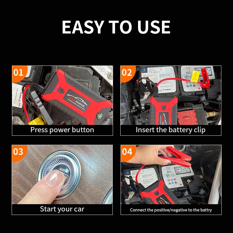 Emergency Starting Power Supply Battery 12v Ignition Rescue Car Jump Starter Car Power Inverter And Air Pump