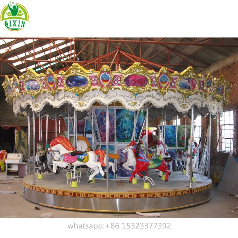 Children amusement park merry go round carousel horse 16 seats electrical karussell