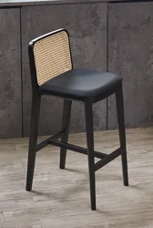 Wholesale High Quality Nordic Upholstered Bar Stool Wood Chair Rattan Chair for Bar