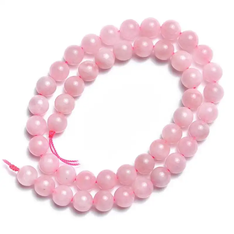 Polished Smooth Gem Stone Beads Natural Precious Pink Rose Quartz Crystal Round faceted Matte Stone Beads For Jewelry Making
