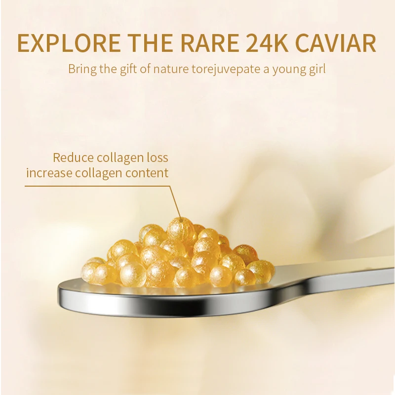 30ml Private Label Organic Anti Wrinkle  Brighten Caviar Extract Anti-aging 24K Gold Caviar Facial Serum