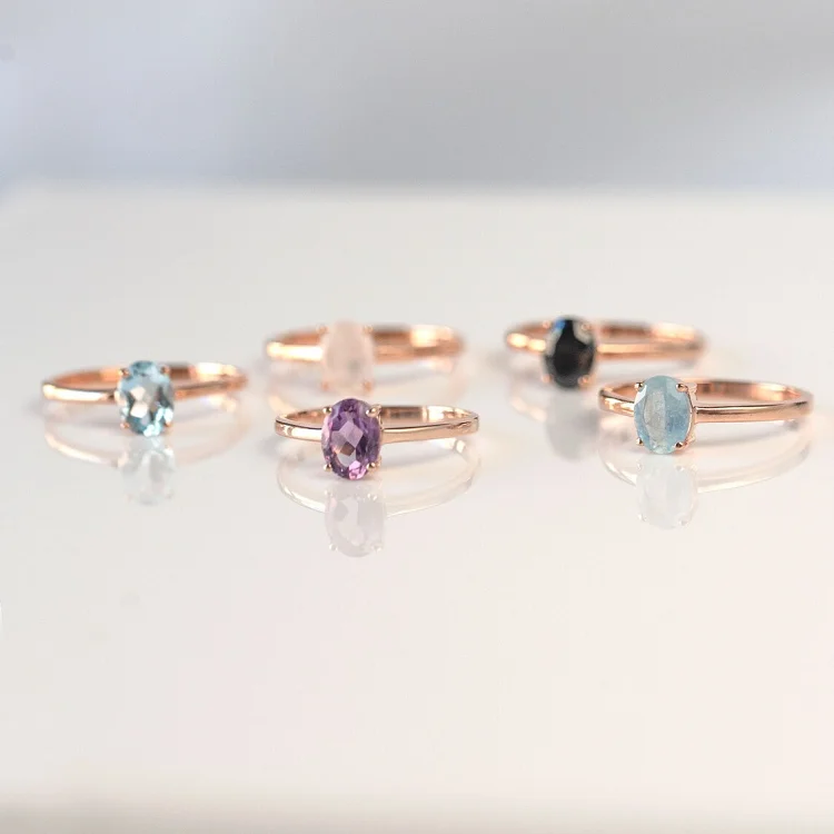 Classic 925 sterling silver oval cut rainbow diamond women red cubic zirconia rings