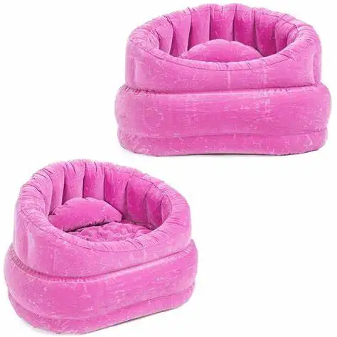 Party Camping Relaxing Pink Inflatable Flocked Arm Chair Sofa Lounger