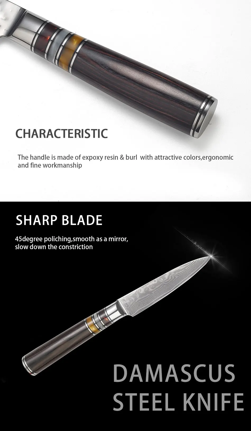 Best Quality Japanese Steel 67Layers 3.5 Inch Damascus Paring Knife