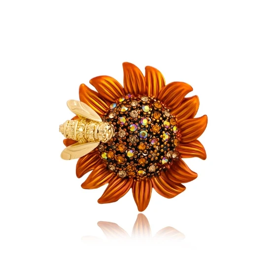 New vintage premium Smart Bee Daisy Brooch Female personality Sunflower corsage Temperament corsage pin
