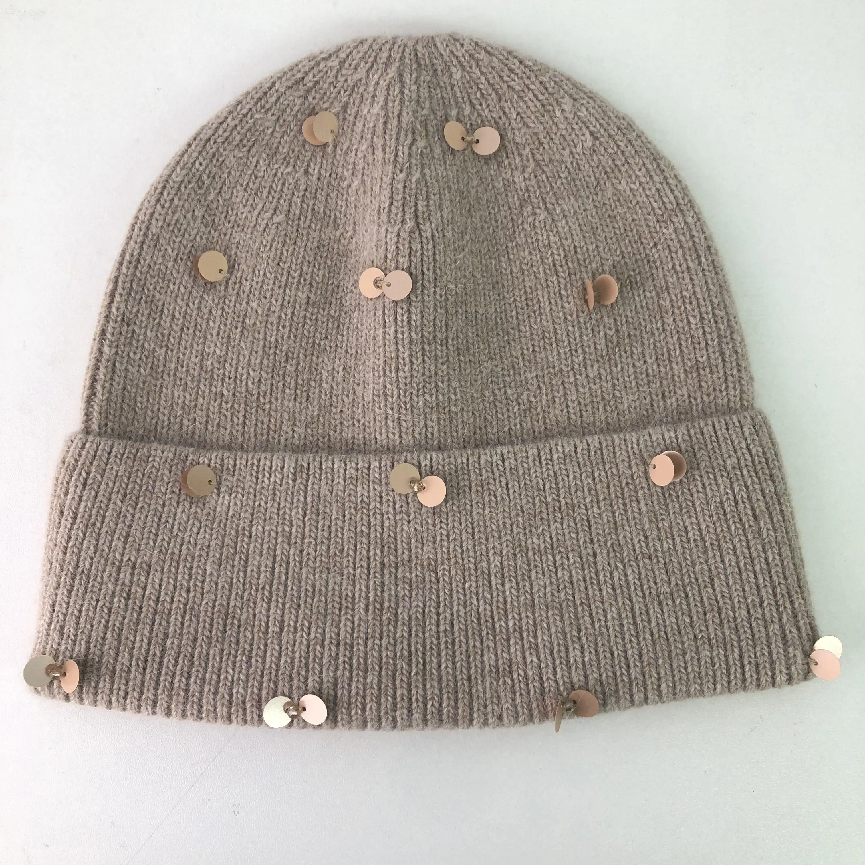 Winter Custom Beanie Knit Pom Pom Woman Luxury Knit Hats with Rhinestones