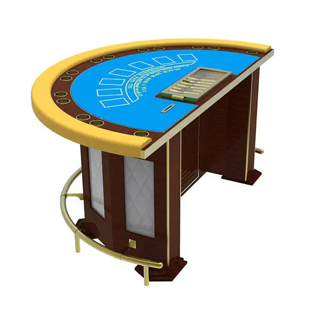 YH 7 Persons Polygonal Leg Semicircle Blackjack Poker Table With Poker Chips Tray