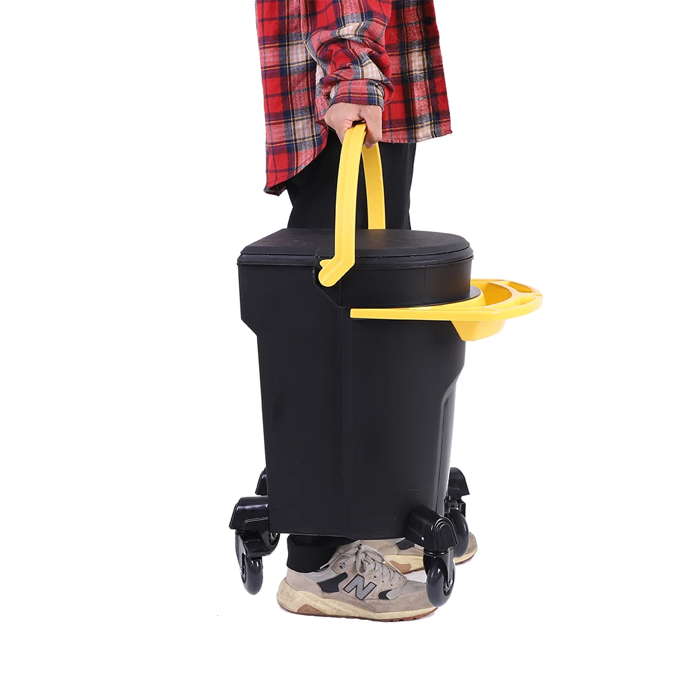 Heavy Duty Plastic Rolling Car Wash Bucket Mobile Auto Care Detailing Bucket For Cleaning