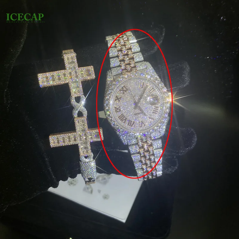 Luxury Bust Down Hiphop Watch Ice VVS Moissanite  Mechanical Watch Pass Diamond Tester Men Women Fashion Watches