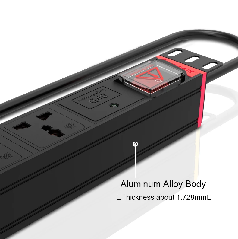  Переключатель удлинителя AMPCOM PDU 6 розеток 220-250 В 10 А медный материал корпус из алюминиевого