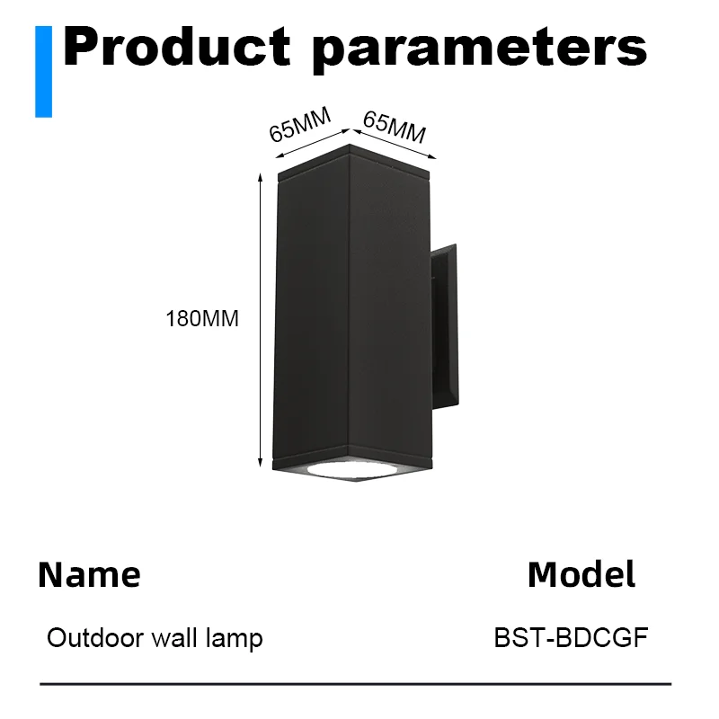 Modern Outdoor Double Head LED Wall Lamps Square IP65 Waterproof Aluminum Housing 6W Black/Grey Warm/Cold White LED Garden