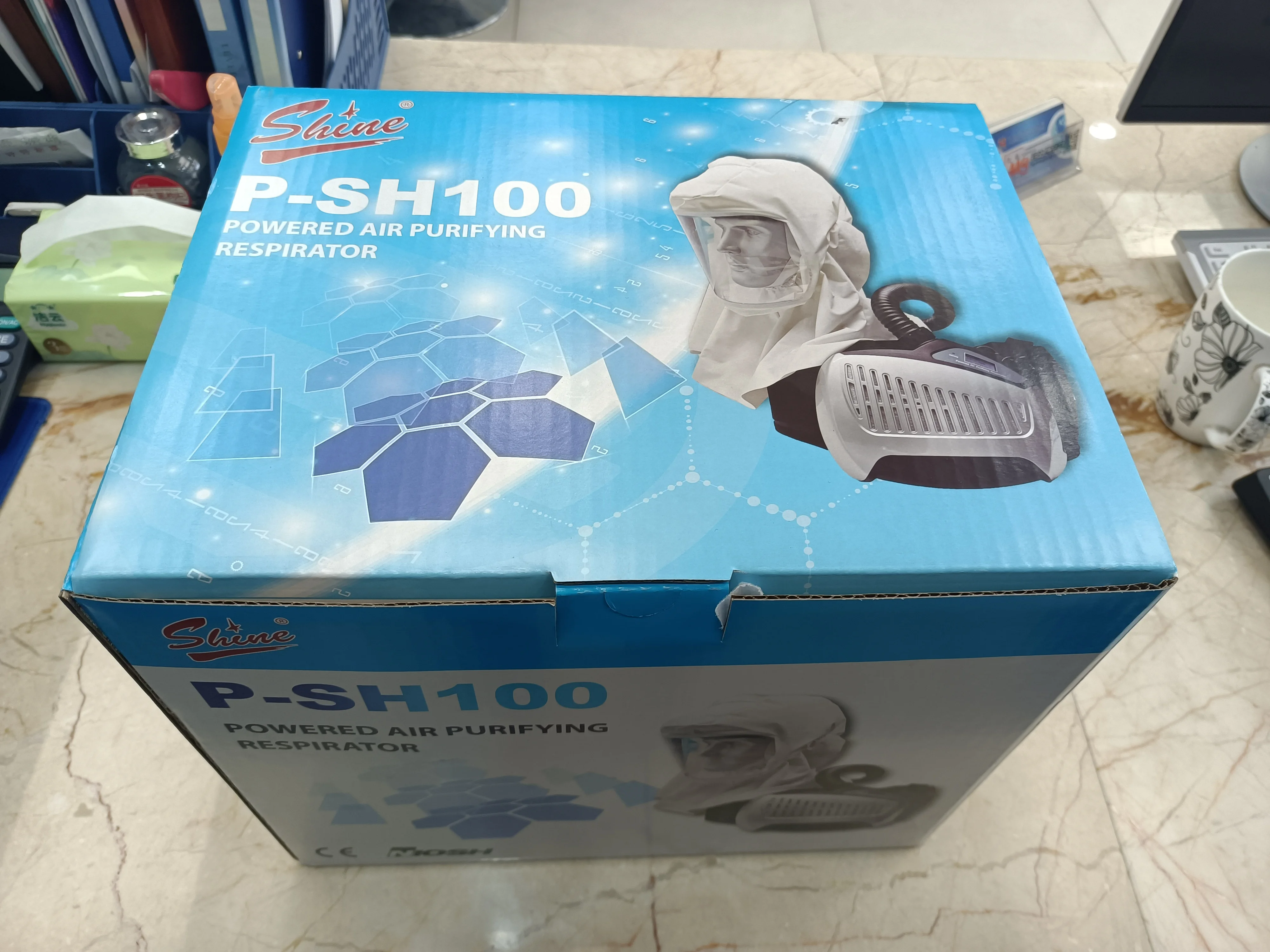 CE EN12941 NIOSH custom powered air purifying respirator PAPR hood Shine PAPR battery used for anti-dut grinding and painting