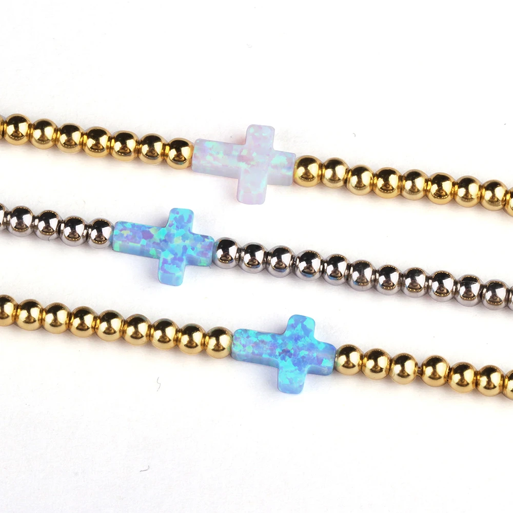 Zhengyong Jewelry 925 Sterling Silver 3mm Gold Plated Silver Bead Heart Opal Bracelet