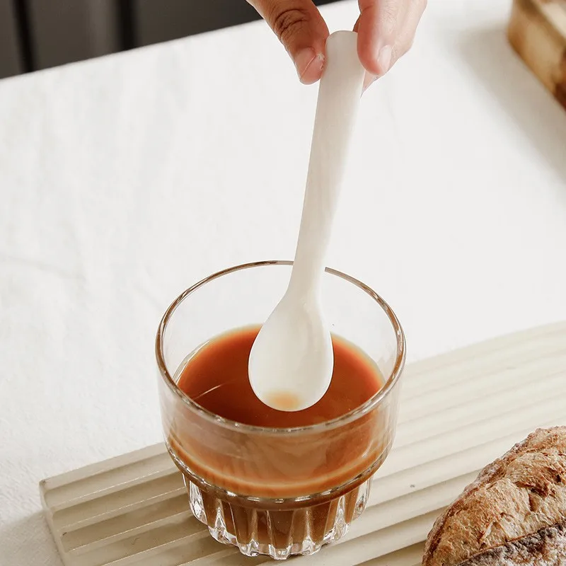 7.3cm White Shell Spoons Environmentally Friendly Biodegradable Spatulas