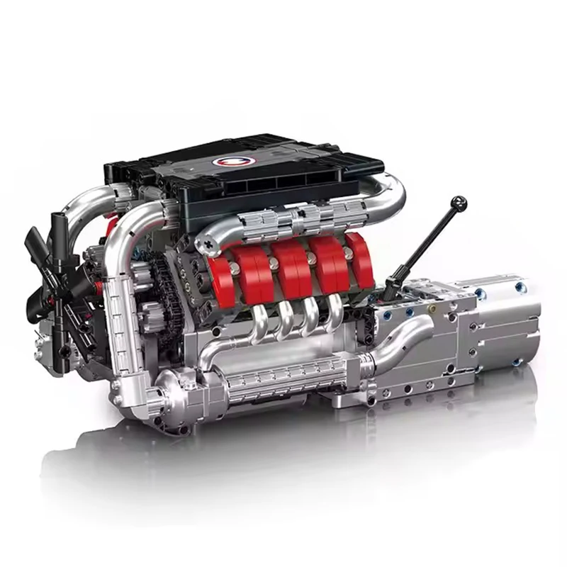 M8 Car V8 Engine Transmission Set MKing Engine 10203 DIY MOC Motor Drive Bricks Kit