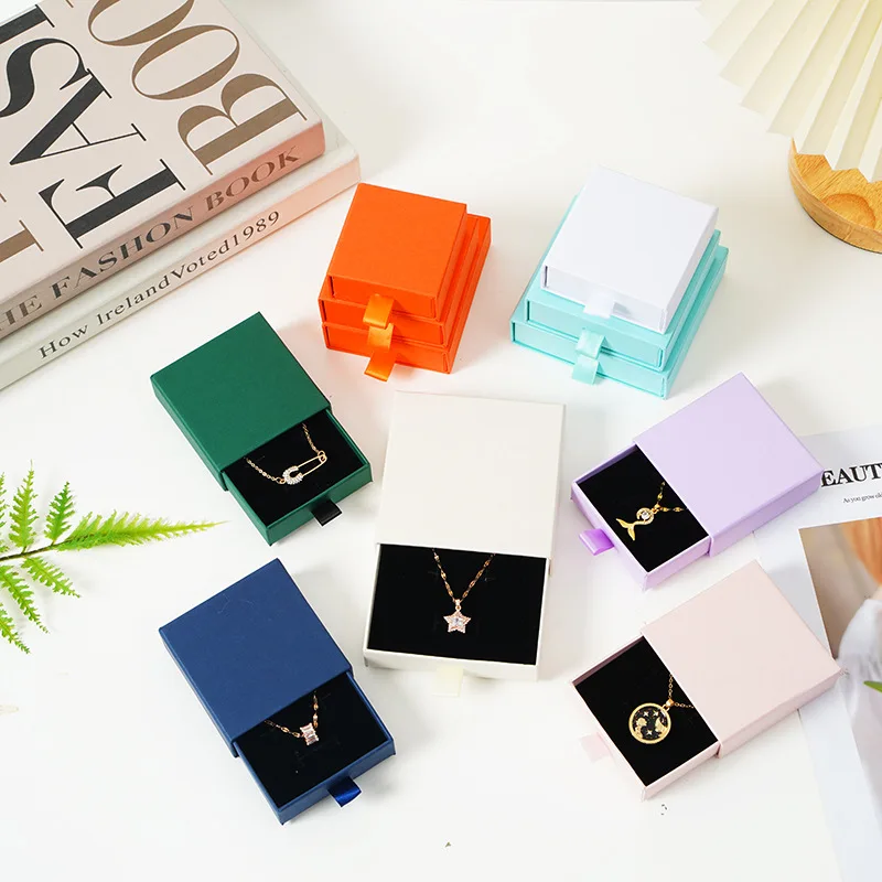 SSeeSY Small Custom Earring Bracelet Necklace Ring cases Gift Paper cardboard Drawer Jewelry Packaging Box With Logo