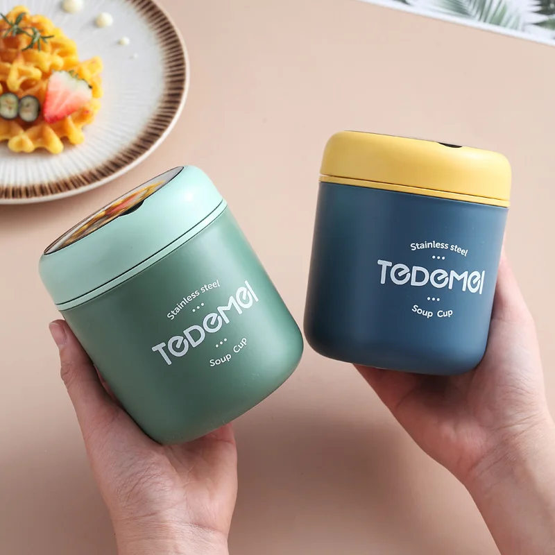 Thermos For Hot Food Container  304 Stainless Steel Office Worker Food Cans Insulated Lunch  Bento box With Spoon