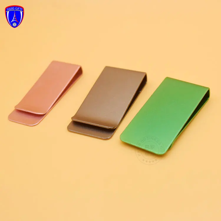 Blank anodized aluminum money clips metal card holder metal spring money clip