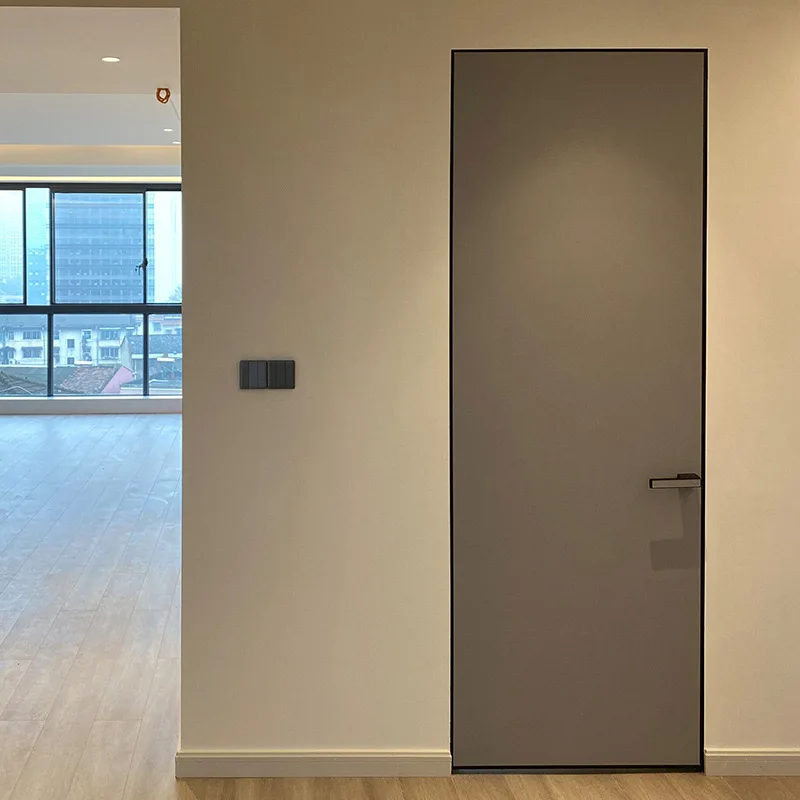 American Style Interior Frameless Door Custom Color Wooden Invisible Hidden Inside Construction