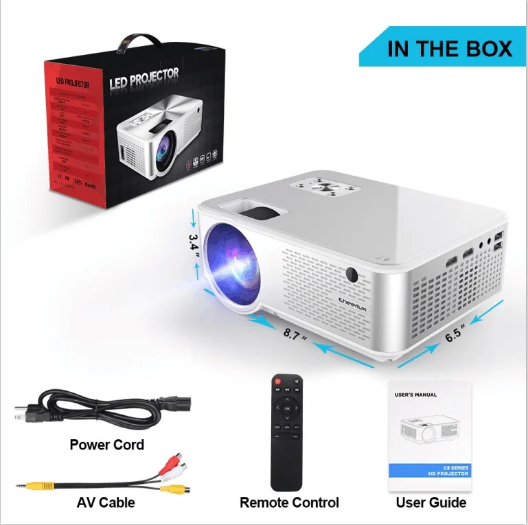 Cheerlux Home Theater HD 720P LCD Wifi Pico Projector Mini Mobile Portable  Proyector Beamer C9 Mirroring Screen