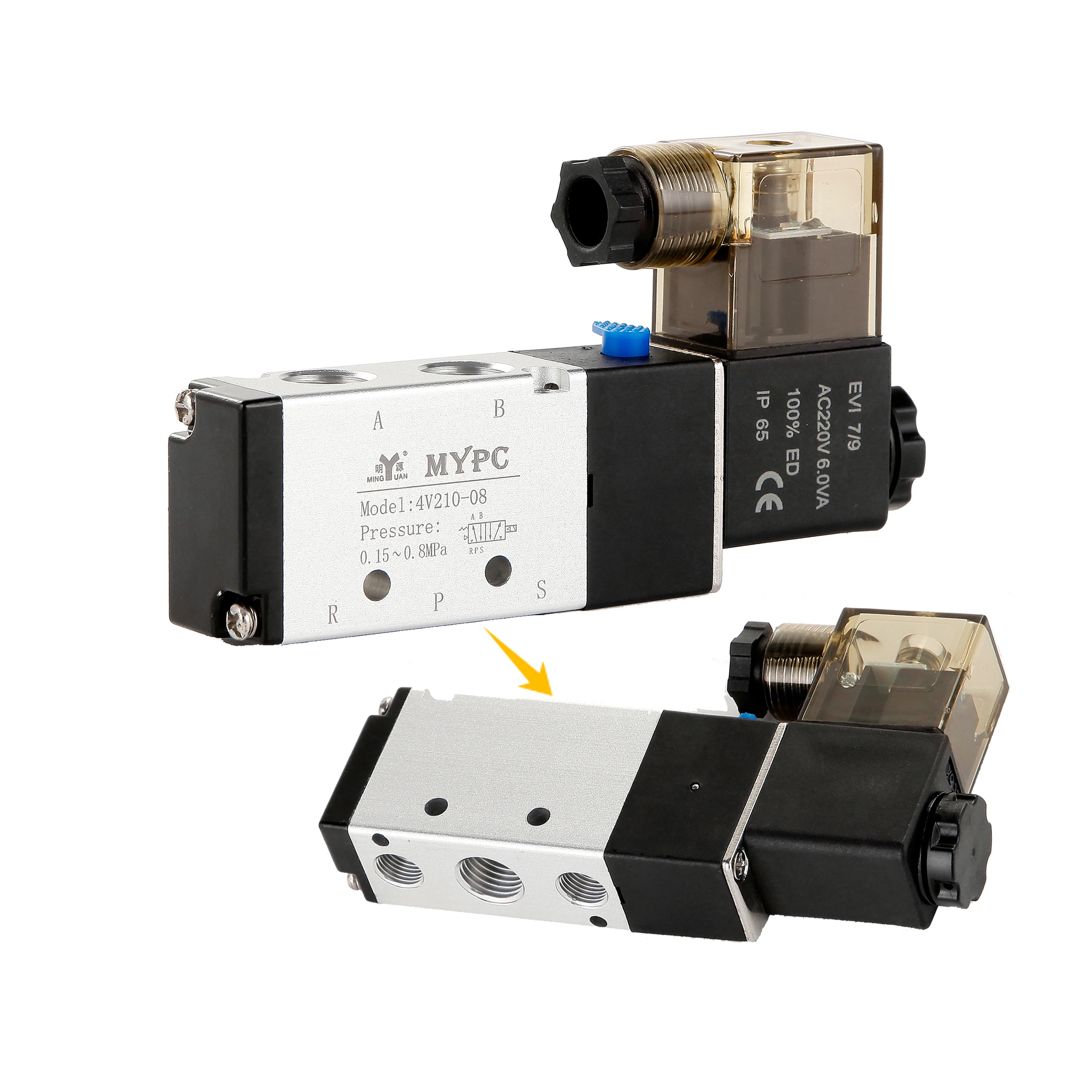 Factory Price 4v410 Solenoid 2 Way 18 Manifold Base Pneumatic Air Valves Airtac Type Solenoid Valve 4v210-08