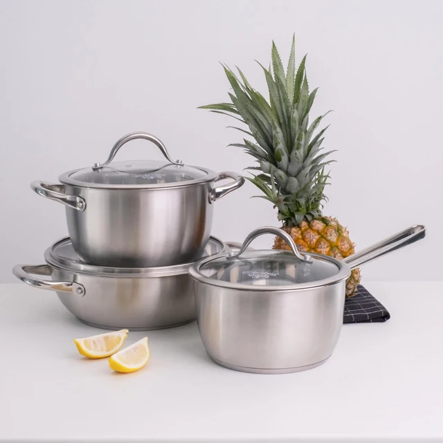 2024 New design wholesale custom kitchenware Cooking pot and pan with glass lid induction gas dual use