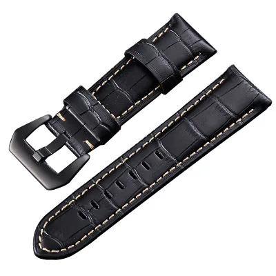 Onthelevel Premium 20/22/24/26mm bamboo grain head layer leather solid steel buckle watch strap for PANERAI