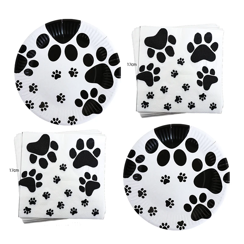 40 Pieces Dog Paw Print Birthday Party Supplies20 plates and 20 napkins Birthday party decorations for Kids Baby Showercustomize