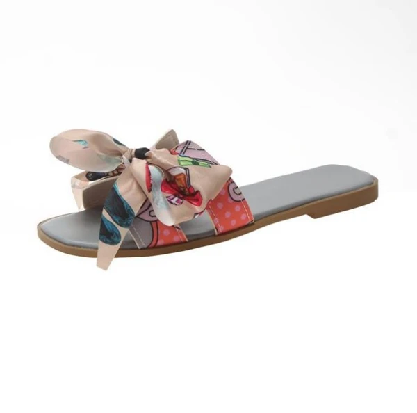 
2020 new arrival fashion flat modern cute nude sexy anti skid bow-tie indoor summer Slippers sandals For Women girls 