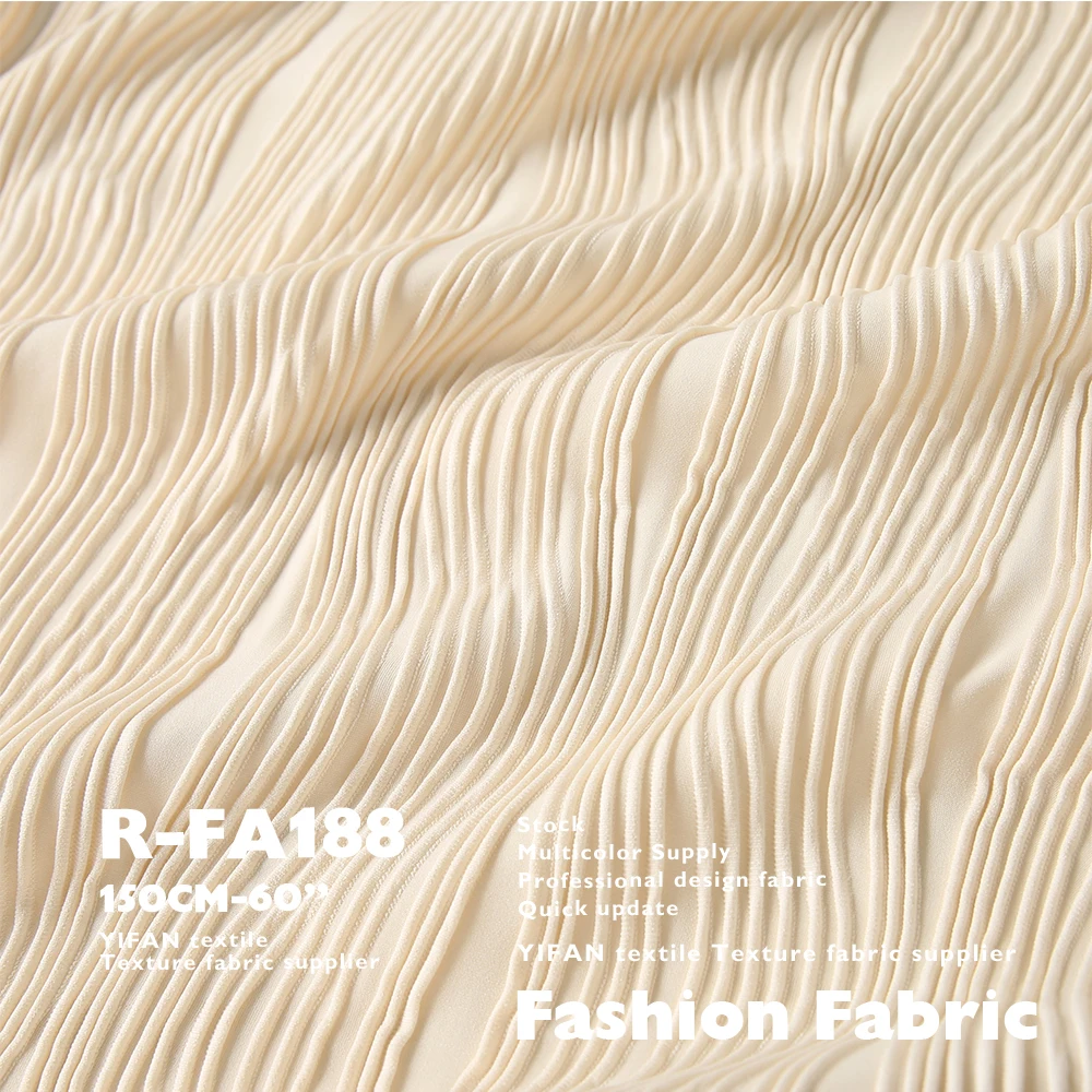 Fashion Fabrics Wave Soft Cream Line Body Drape Elastic Knitted Texture Fabric For Suit Pants