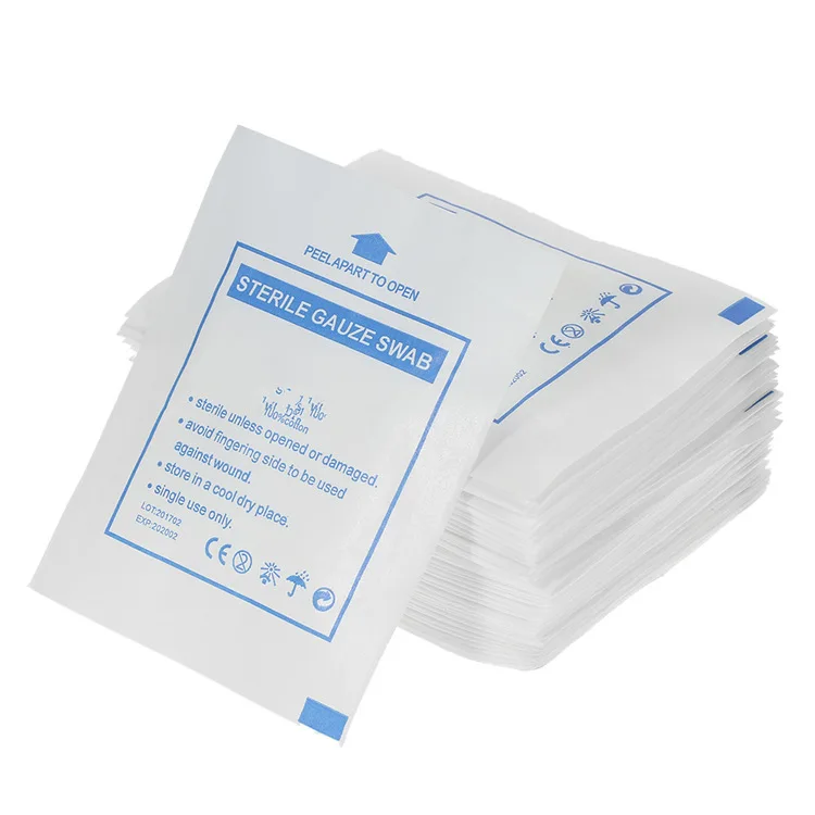 Medical care gauze swabs 8 ply sterile gauze pad 100% cotton 7.5x7.5cm medical disposable gauze swab