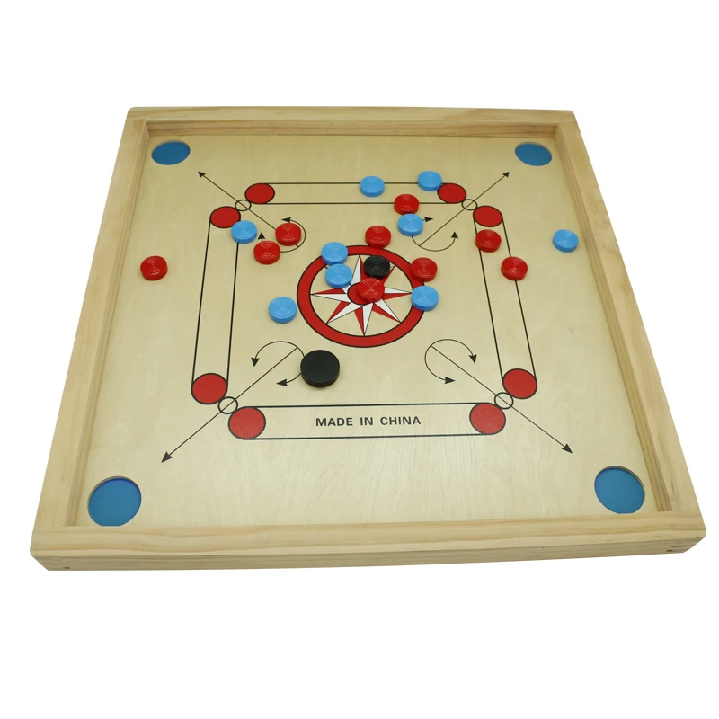 Carrom Board with Two Tournament Strikers and Coins Set