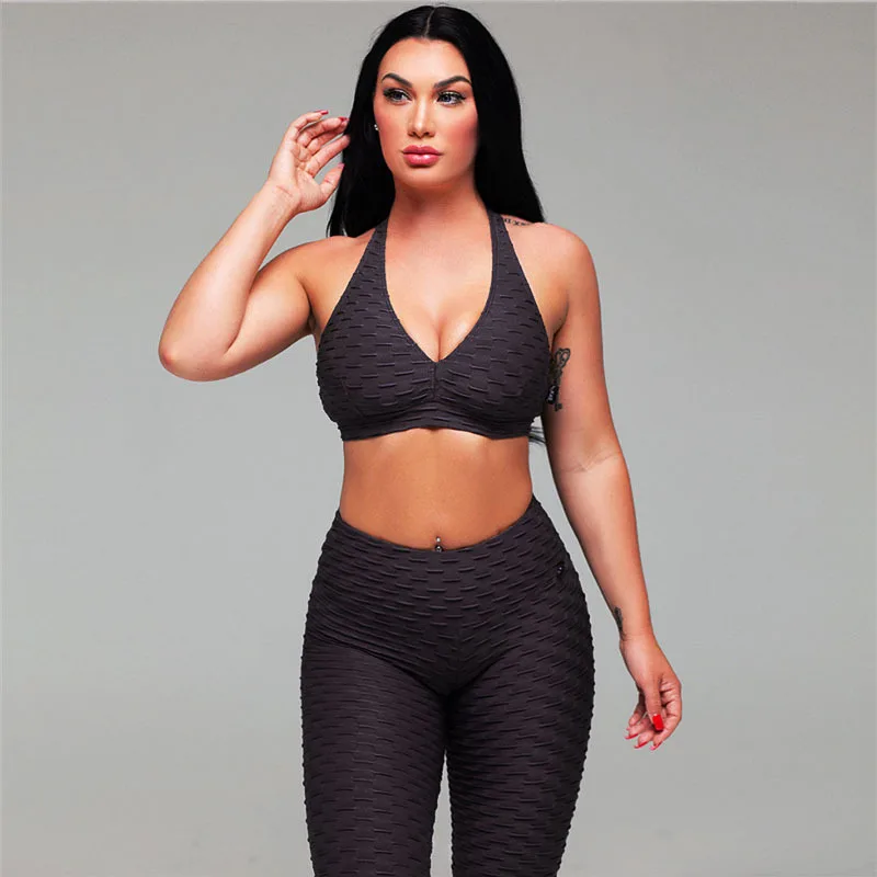 PZF Clothing Bodycon 2 piece women sport wear crop top breathable slim casual suit Yoga pants fitness leggings sets