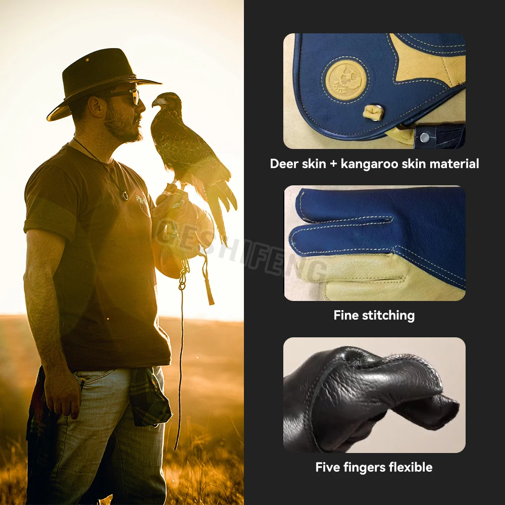 Wholesales Leather Falconry Gloves Bird-handling Training Hand Safety Leather Made Eagle Hunting Falcon Gloves