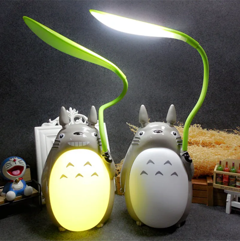 Decorative Creative Bedroom Night Lights Indoor LED Cartoon Totoro Desk Lamp USB Rechargeable Reading Table Lamps for Kids Gift
