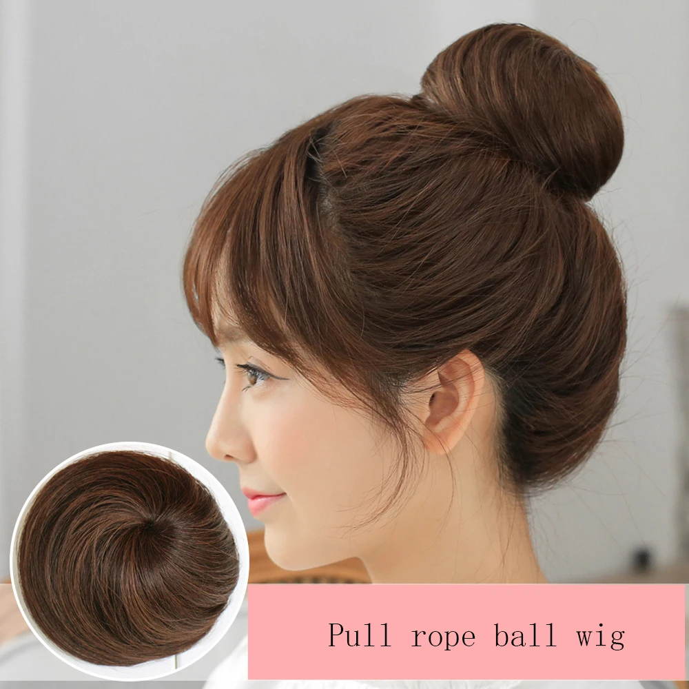 Manufacturers Wholesale Human Hair,  Bun Head Real Bud Hair Band Elastic Fluffy Wigs, Woman Bun Wears Hair